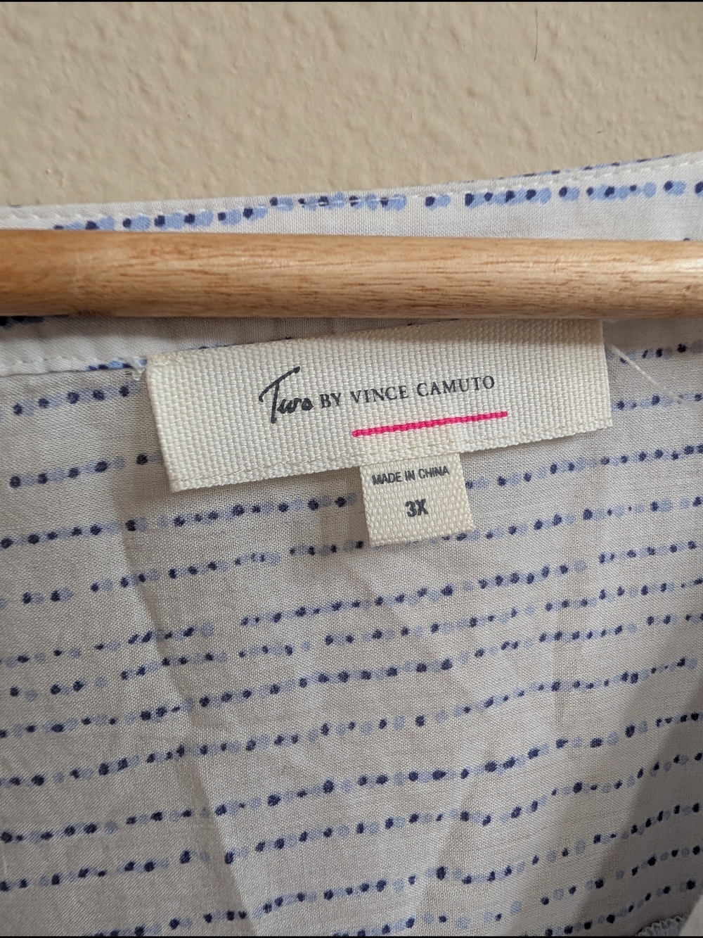 NWT Two by Vince Camuto 3X Blue White Stripe Blouse Cotton Tencel - Picture 3 of 7